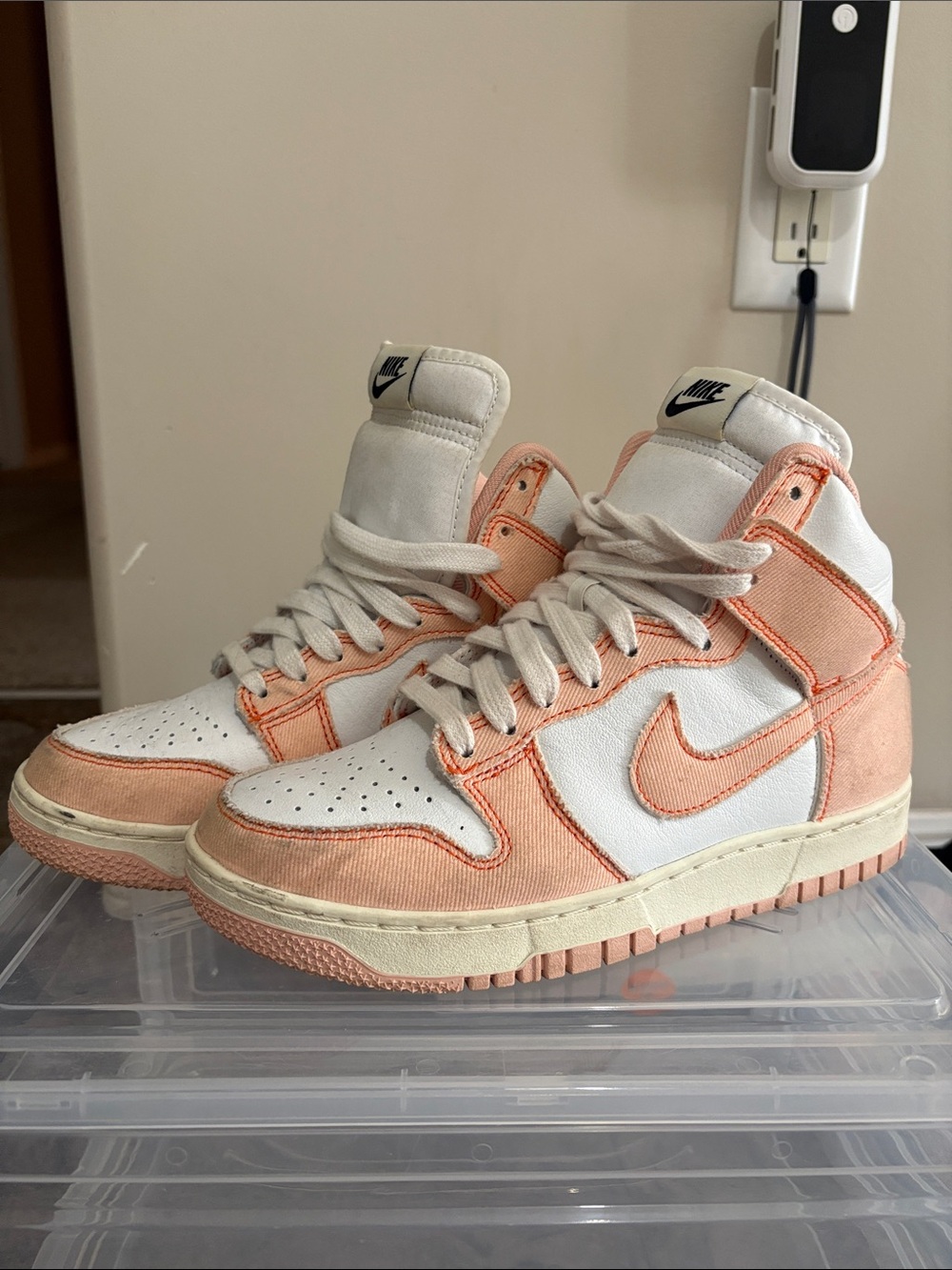 Nike Women’s High-Top Sneakers in Peach and White